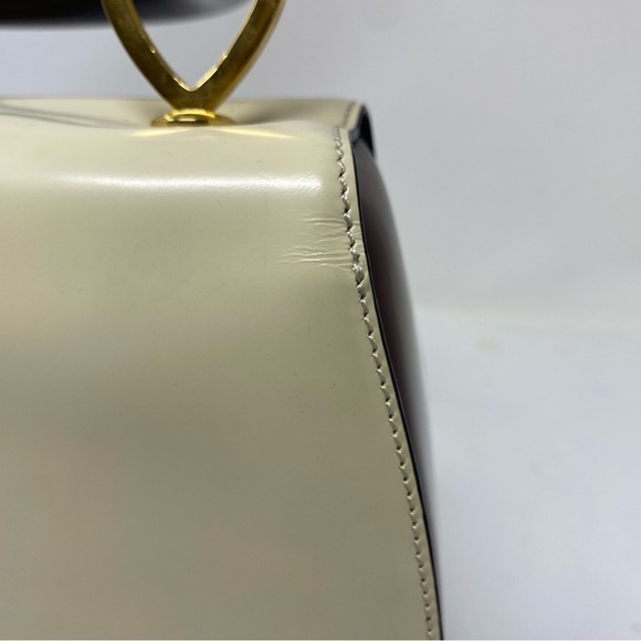 Moschino Ivory Black Color Block Leather Bag - Picture 6 of 13